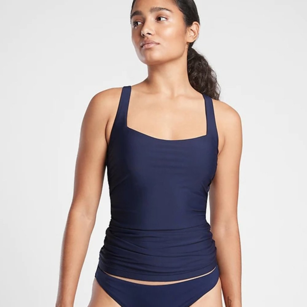 Square Neck Bra Cup Tankini 32D/DD - Dress Blue